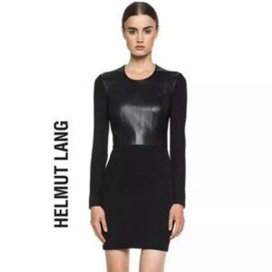 NWT! Helmut Lang Faux Leather Bodycon Little Black Dress LBD Medium